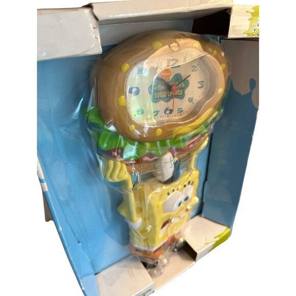 Sponge Bob 2004 Molded Wall Clock Krabby Patty‎ Nickelodeon NEW Open Box Vintage - Picture 2 of 9